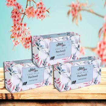 375 Gm Organic Goat Milk, Patchouli Healing Soap Bar (Pack of 3) 1