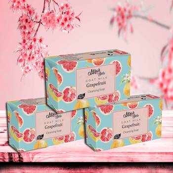 375 Gm Organic Goat Milk, Grapefruit Cleansing Soap Bar (Pack of 3) 1