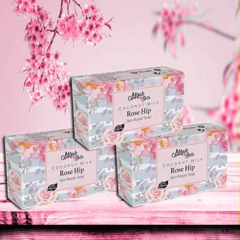 375 Gm Organic Coconut Milk, Rosehip Skin Repair Soap Bar (Pack of 3) 1