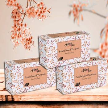 375 Gm Organic Sandalwood Turmeric Healing Soap Bar (Pack of 3) 1