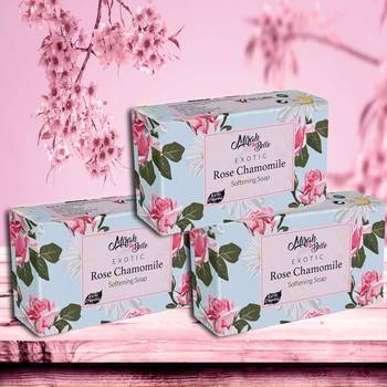 375 Gm Organic Rose Chamomile Softening Soap Bar (Pack of 3) 1