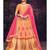 Peach Embroidered Brocade Semi Stitched Lehenga