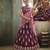Purple Embroidered Silk Semi Stitched Lehenga