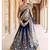 Dark-Blue Embroidered Silk Semi Stitched Lehenga