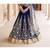 Dark-Blue Embroidered Silk Semi Stitched Lehenga