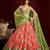 Peach Embroidered Net Semi Stitched Lehenga