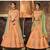 Peach Embroidered Silk Semi Stitched Lehenga
