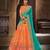 Orange Embroidered Brocade Semi Stitched Lehenga