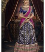 Dark-Blue Embroidered Jacquard Semi Stitched Lehenga