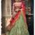 Green Embroidered Net Semi Stitched Lehenga