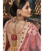 Beige Embroidered Silk Semi Stitched Lehenga