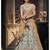 Sky Blue Embroidered Silk Semi Stitched Lehenga