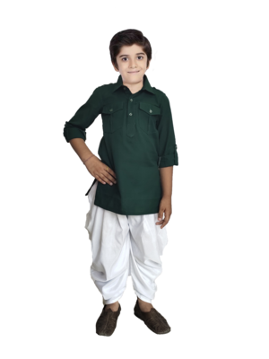 Kids Green Kurta Pyjama Set For Boys  1