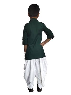 Kids Green Kurta Pyjama Set For Boys  2