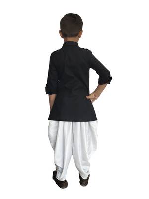 Boys Black Pathani Kurta Pyjama Set  2