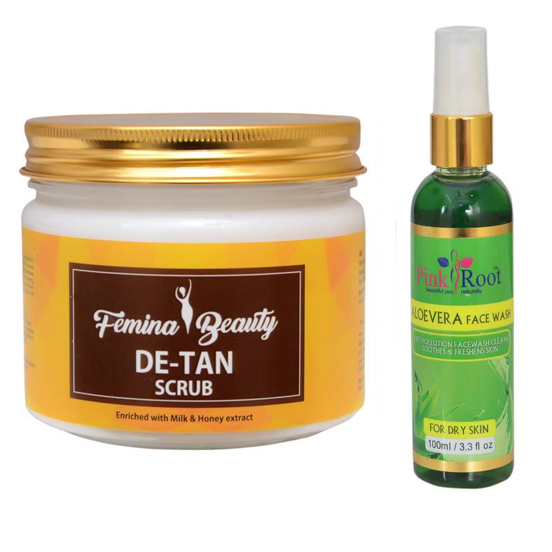 Femina Beauty De-Tan Scrub With Pink Root Aloevera Face Wash