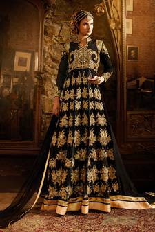 Black Embroidered Georgette Salwar