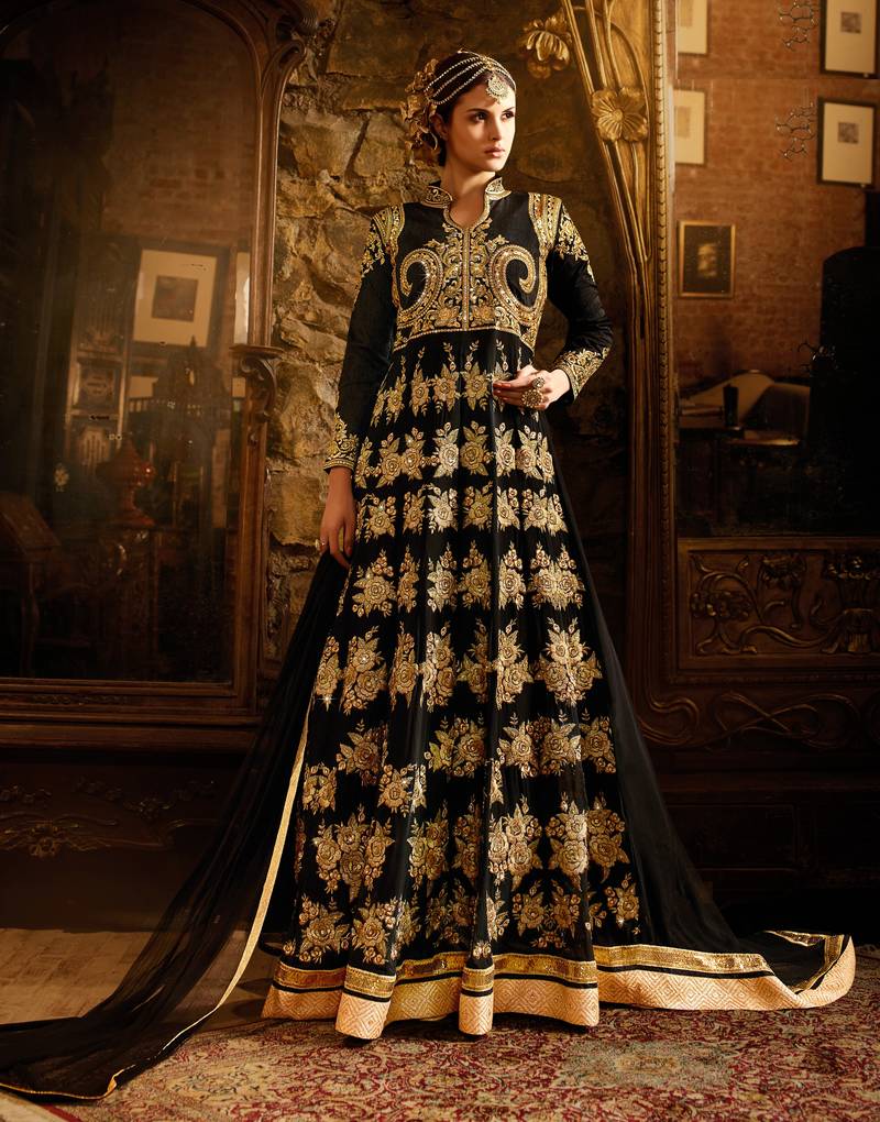 Black Embroidered Georgette Salwar