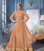 Orange Embroidered Net Salwar