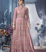 Purple Embroidered Net Salwar