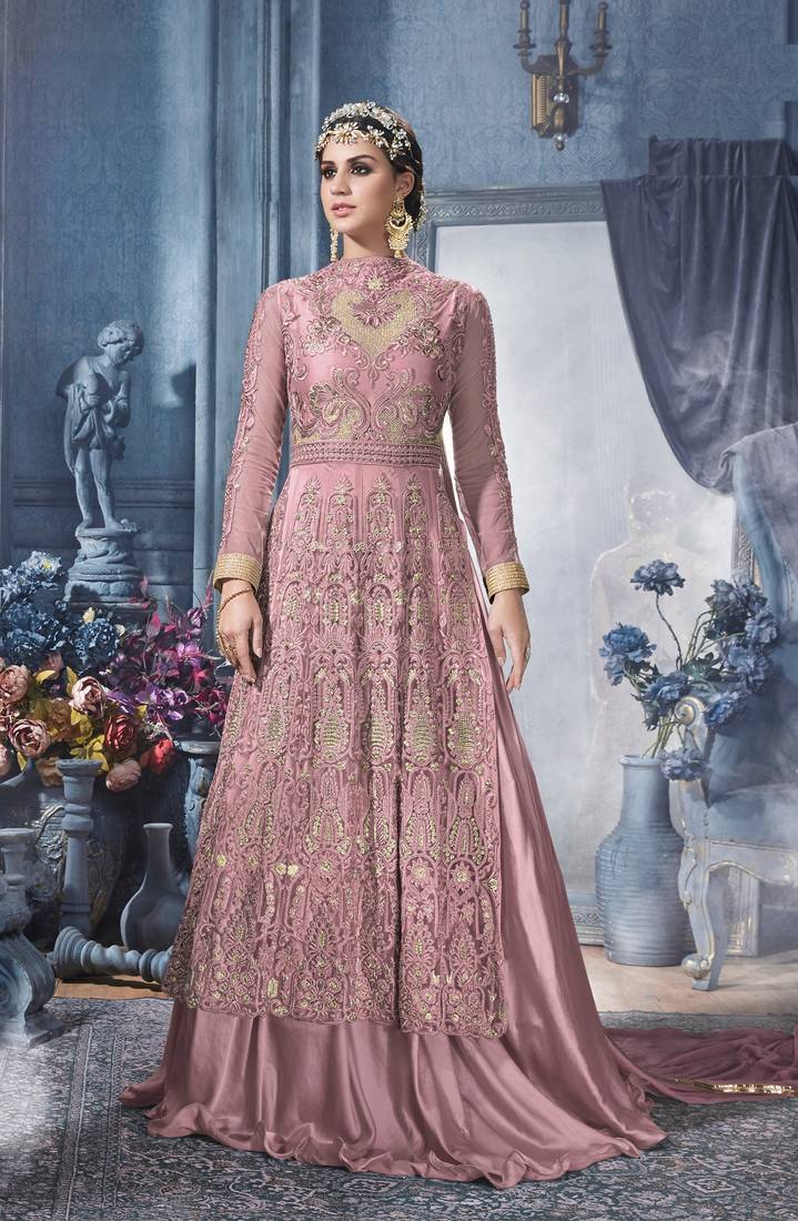 Purple Embroidered Net Salwar