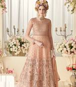 Peach Embroidered Net Salwar