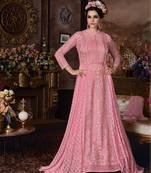 Pink Embroidered Net Salwar