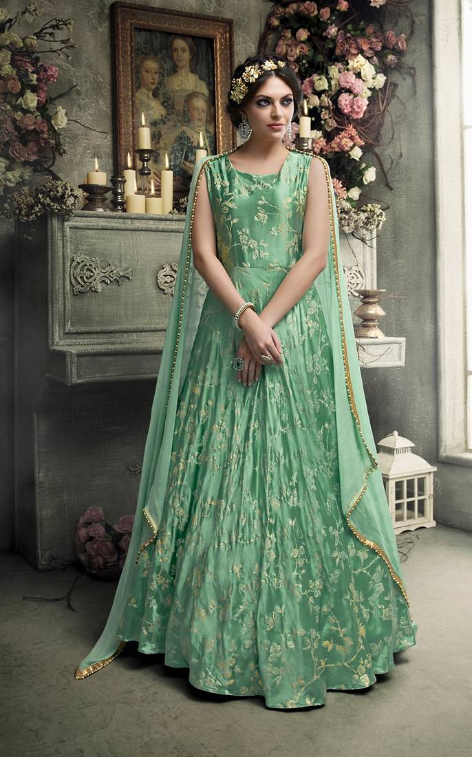 Green Embroidered Net Salwar
