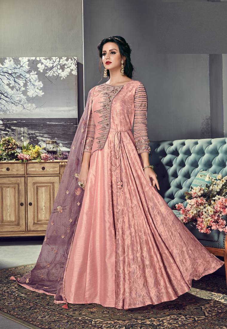 Pink Embroidered Silk Salwar