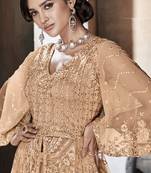 Beige Embroidered Net Salwar