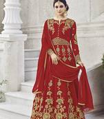 Red Embroidered Silk Salwar