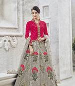 Grey Embroidered Silk Salwar