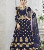 Blue Embroidered Silk Salwar