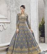 Grey Embroidered Silk Salwar