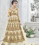 Cream Embroidered Silk Salwar