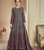 Grey Embroidered Net Salwar