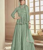Green Embroidered Net Salwar
