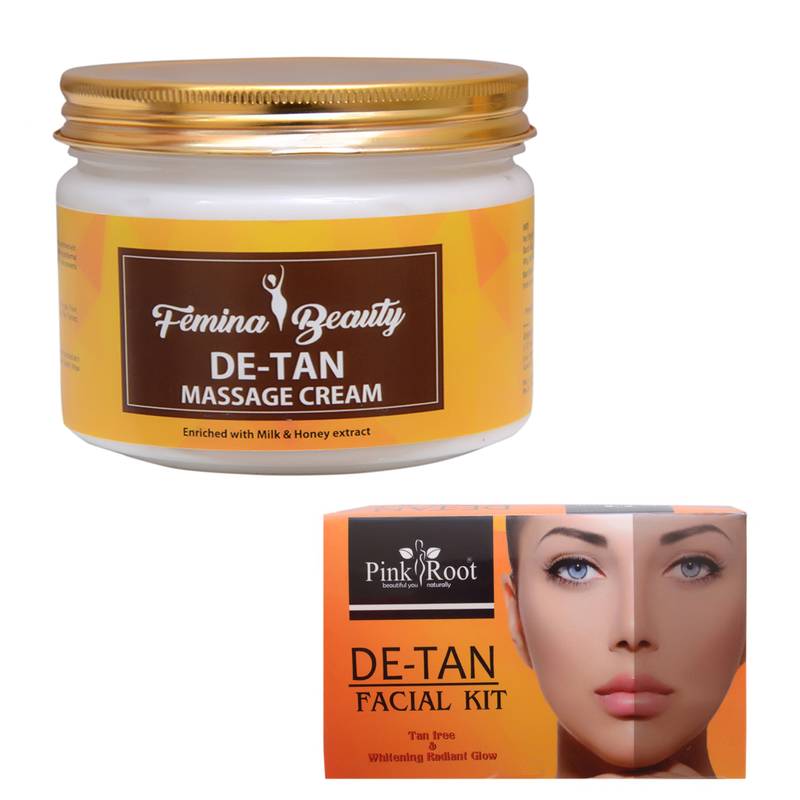Femina Beauty De-Tan Cream With Pink Root De-Tan Kit