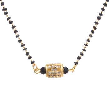 Gold cubic zirconia mangalsutra 3