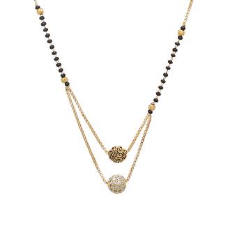 Gold cubic zirconia mangalsutra 3