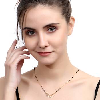 Gold cubic zirconia mangalsutra 3