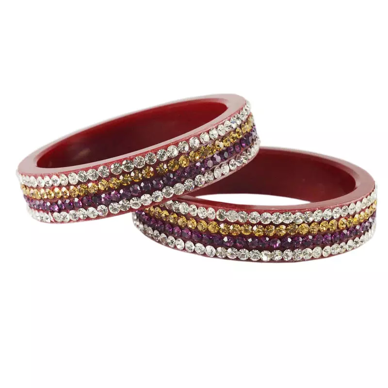 Maroon Crystal Bangles And Bracelets