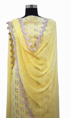 Designer Chanderi Lemon Melon Suit Set 3
