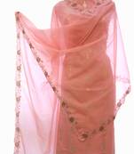 Designer Spary Pink Unstitched Chanderi Suit Set