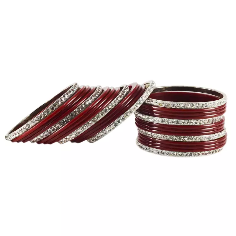 Maroon Crystal Bangles And Bracelets