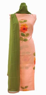 Designer Chanderi Beach Peach Suit Set 1