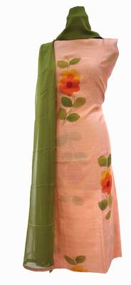 Designer Chanderi Beach Peach Suit Set 2