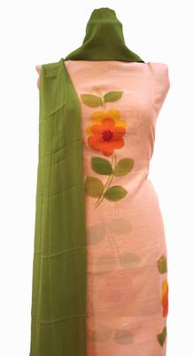 Designer Chanderi Beach Peach Suit Set 3