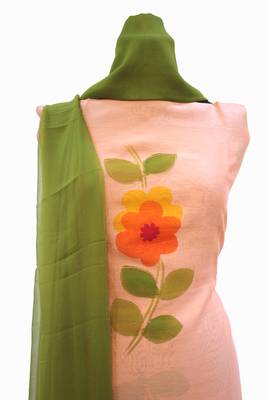 Designer Chanderi Beach Peach Suit Set 4
