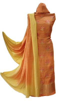 Designer Marigolds Dola Silk Banarsi Suit Fabric 1